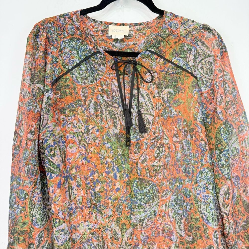 Anthropologie NIYA Edme & Esyllte Paisley Medallion Semi Sheer Peasant Blouse - Picture 9 of 16